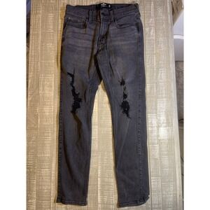 Hollister Skinny Advanced Stretch Jeans Mens Size 28X30 Black Denim Distressed
